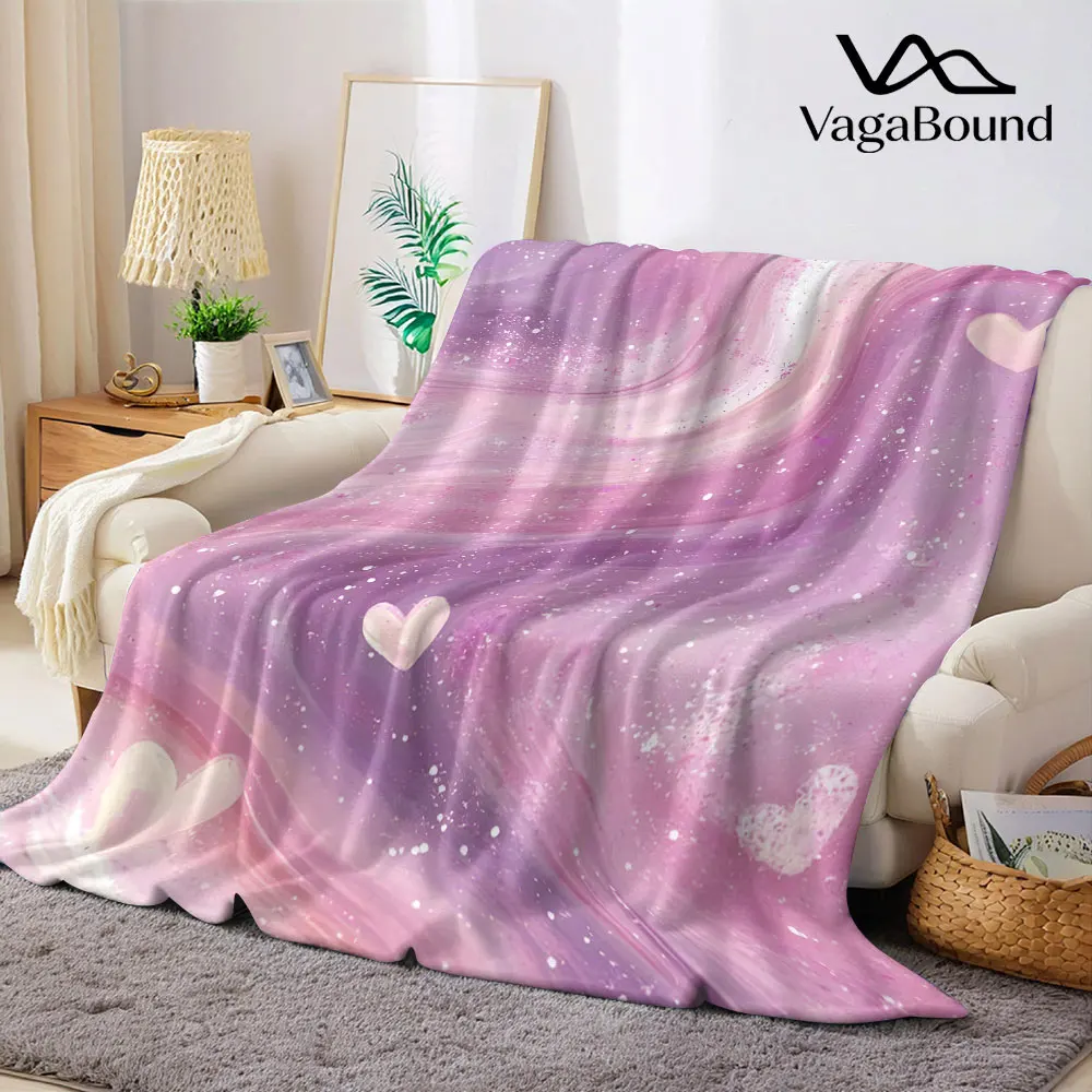 pink galaxy marble Flannel Blanket Warm Soft Halloween Christmas Decorative Couch Warm Cozy All-Season Gift