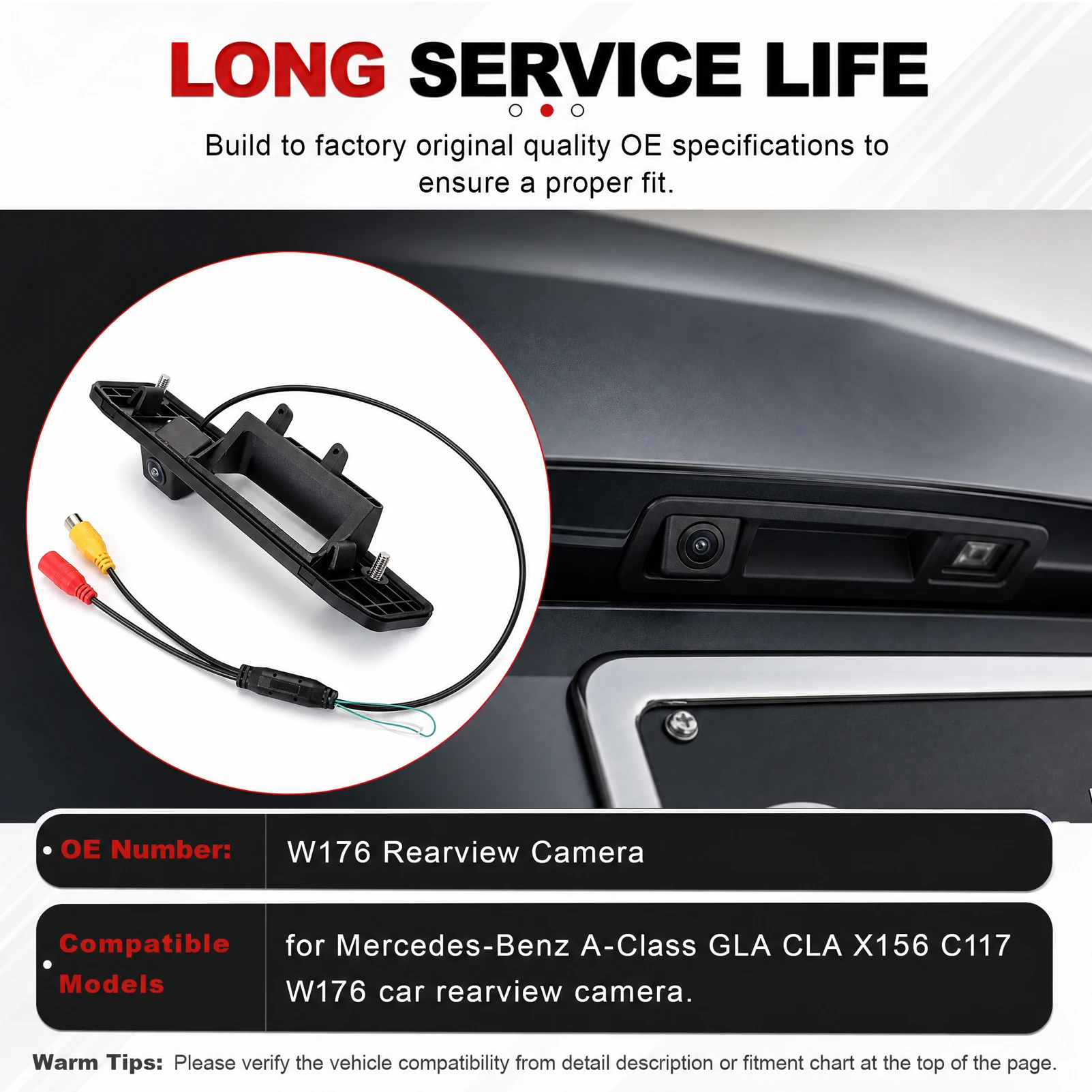 For Mercedes Benz A Class GLA CLA X156 C117 W176 Car Rearview Camera Backup Trunk Handle WaterProof Reverse Parking Camera