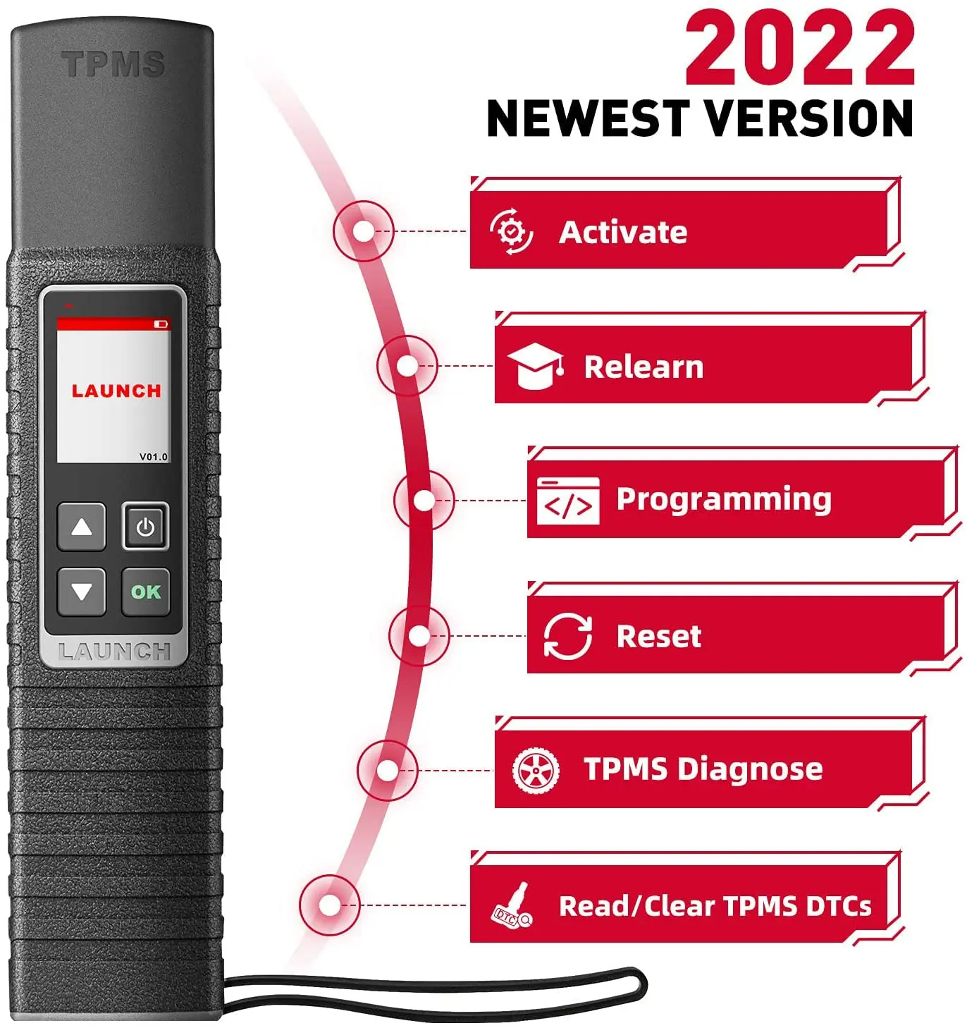 Portable TPMS Tools Launch X-431 TSGUN TPMS WAND Read Tire Pressure Temperature And Battery Status