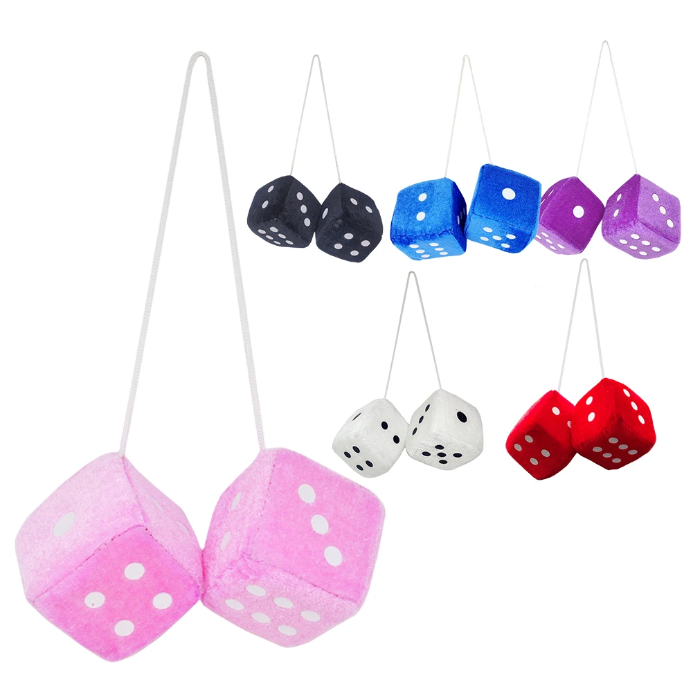 Multicolor Car Hanging Pendant Funny New Year Dice Plush Dice Model Decoration Rearview Mirrors Styling Car Interior Accessories