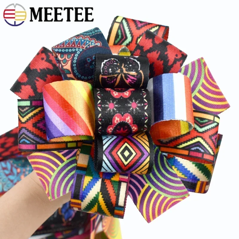 38/50mm Meetee Ethnic Jacquard Webbing Print Nylon Ribbon Bag Strap Tape Belt Sling Clothing Decoration Band Sewing Accessories