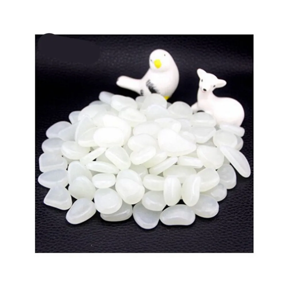 Glow in the Dark Pebble Stones 100Pcs Resin Luminous Gravel for Aquarium Fish Tank Garden Yard Decor