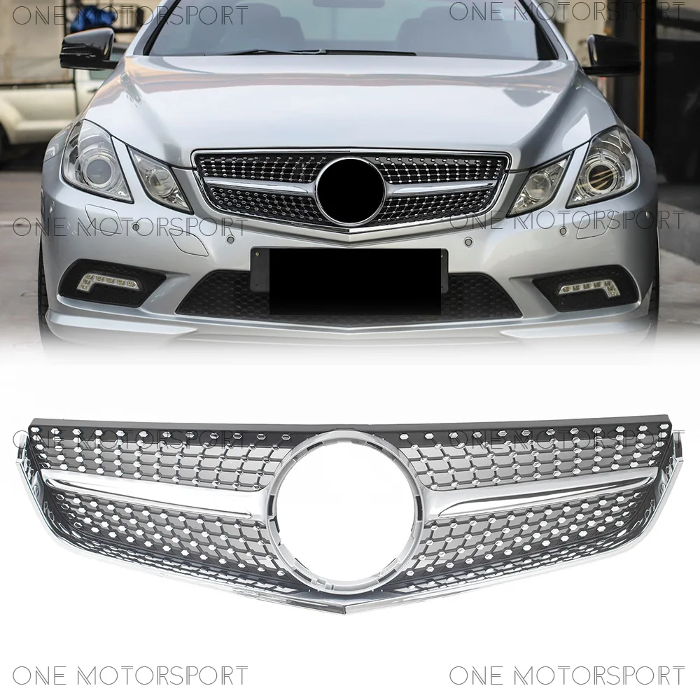

Chrome Silver Racing Grille Bumper Grille For Mercedes Benz E-Class C207 W207 2010-13 E250 E300 E350 Front Bumper Racing Grille