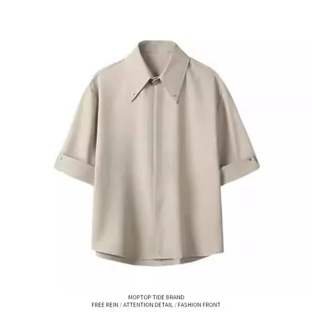 

Men's Short Sleeve Shirt Summer Casual Style Pure Color Loose Fit Polyester Fiber No Brand Youth Fashion Standard Edition