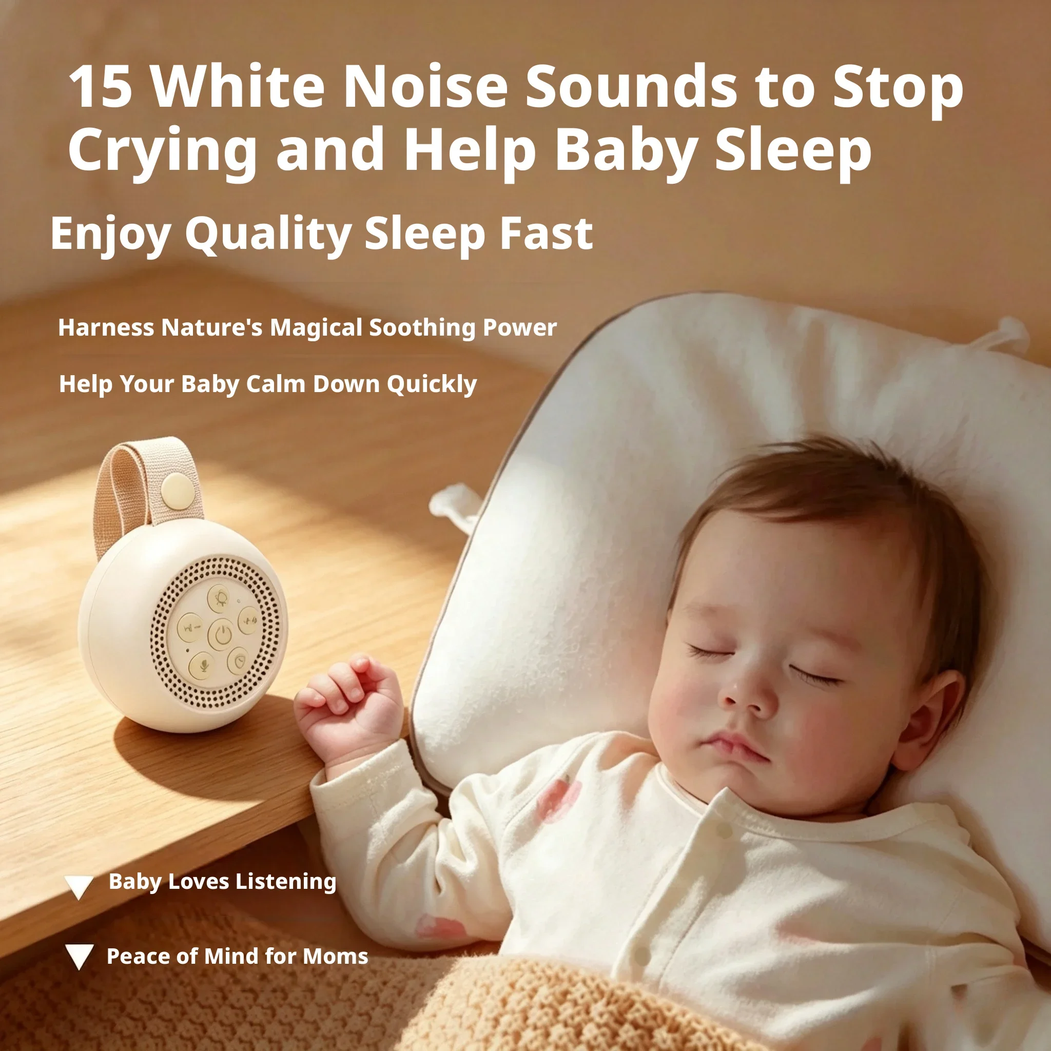 Portable White Noise Machine With Recording Function 15 Sleep Sounds Hang Lanyard Mini Sleep Speaker For Baby Adult Travel