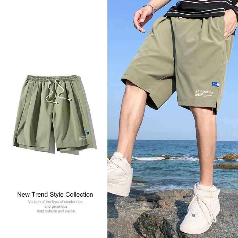 Ice Silk Shorts for Men's Summer Thin Outerwear Quick Drying Casual Pants for Men's Five Point Sports Pants