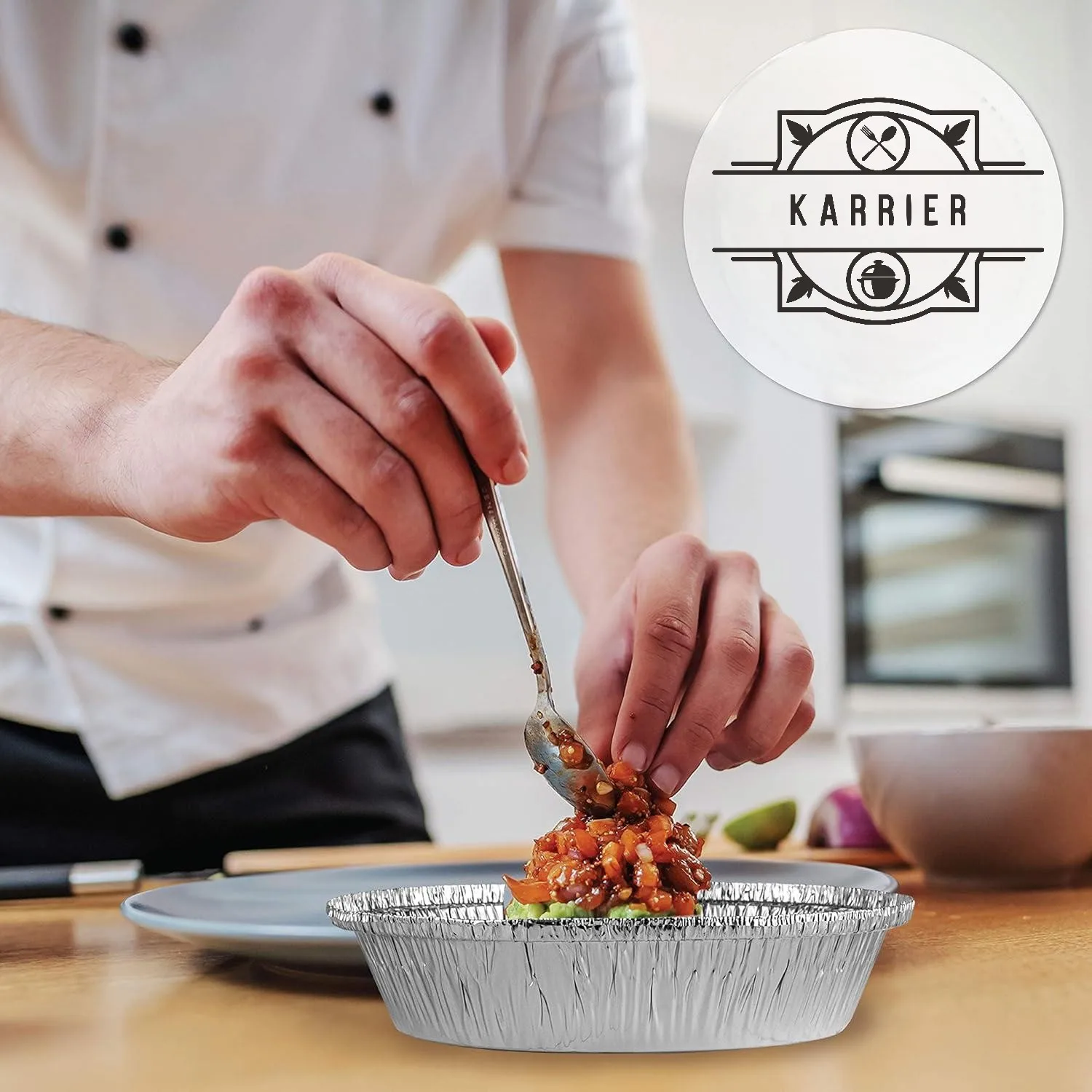 40 عبوة من صواني رقائق الألومنيوم للاستعمال مرة واحدة (بما في ذلك 20 قاعدة و20 غطاء) - مقالي خبز مستديرة مقاس 7 بوصات #6