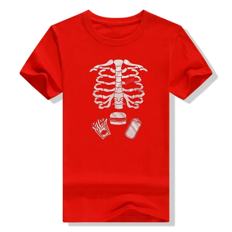 الأمومة هالوين الهيكل العظمي تي شيرت زوجين الأشعة السينية الطفل الحمل المحملة الرجال برغر الغذاء مضحك إعلان الحمل Y2k الملابس