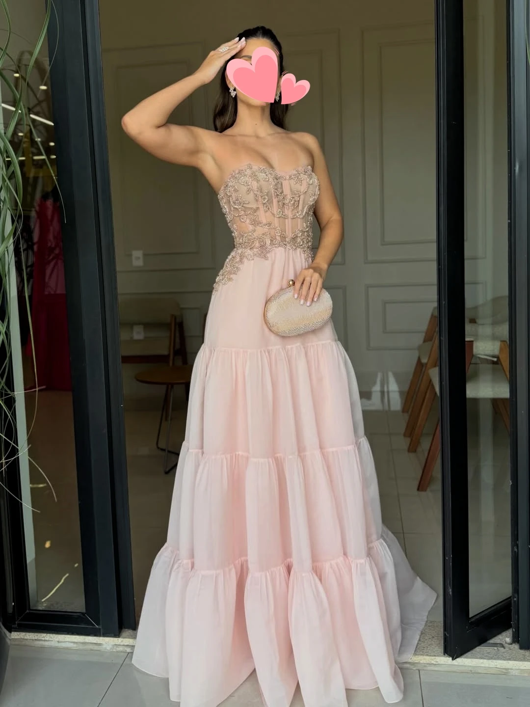 

Oisslec Prom Dress Elegant Vintage Sweet Pink Lace Princess A-Line New Customized Formal Occasion Prom Dress Evening Party Gowns