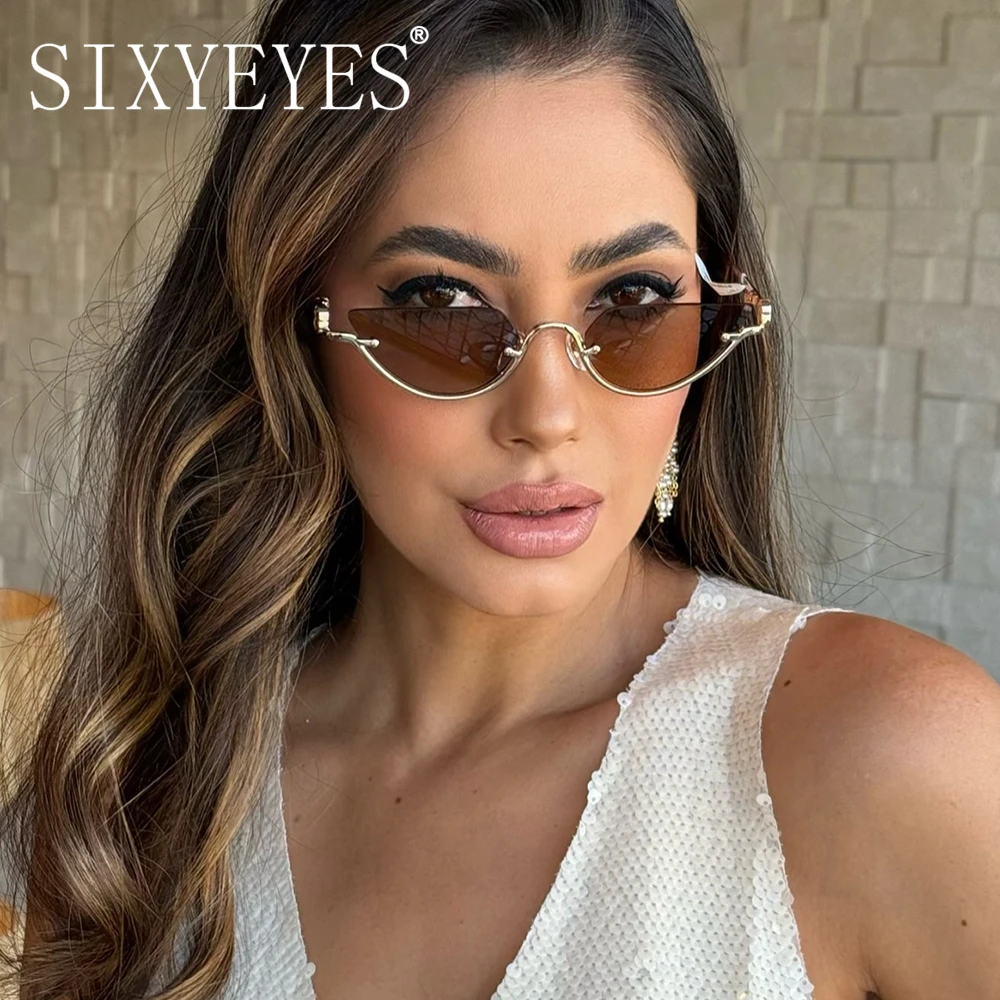 Ins Trend Cat Eye Sunglasses Women Men 2025 Luxury Brand Designer Metal Frame Sun Glasses Mirror Shades Uv400 Narrow Eyeglasses