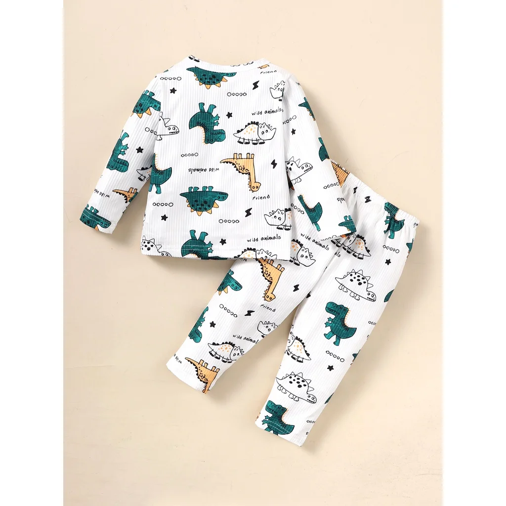 Toddler Boy Clothing Set 1-3 Years Long Sleeves Cute Dinosaur Print Top+Pants Costume Autumn Kids Baby Boy Pajamas Outfit Suit