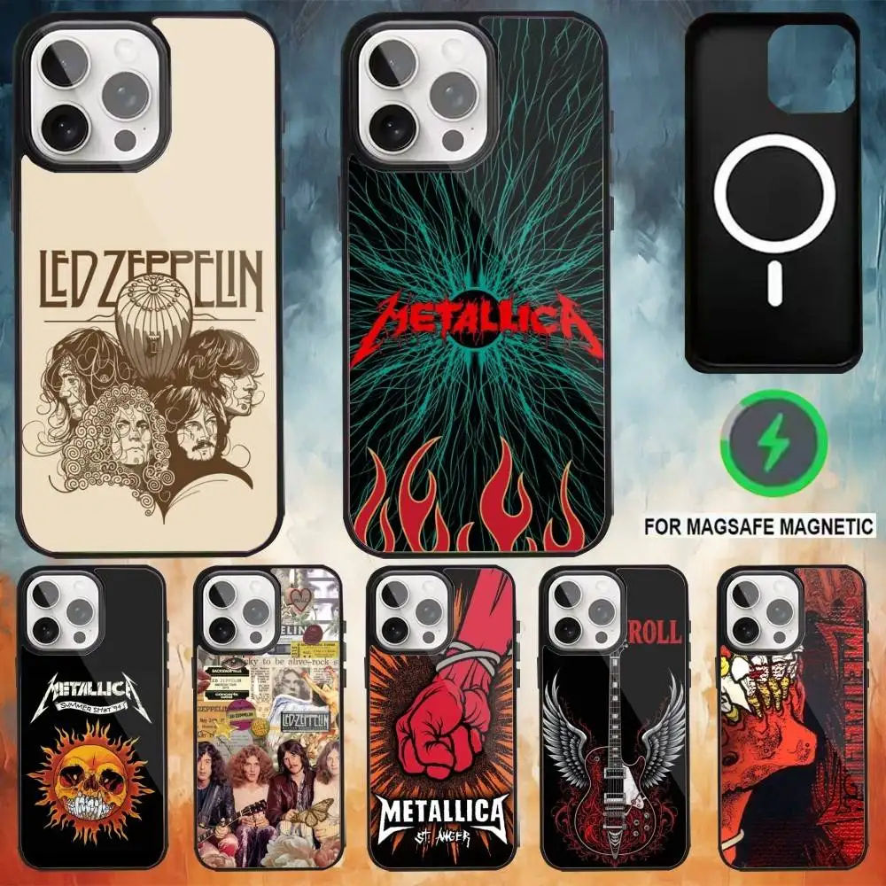 Coque de téléphone avec Logo d'album Music m-metallica, étui magnétique pour iPhone17,16,15,14,13,12,11 Plus,Pro Max, chargement sans fil Magsafe
