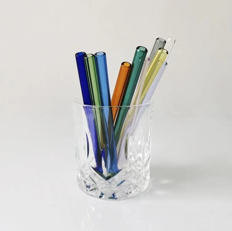 

10x150mm Reusable Eco Glass Drinking Straws Clear Colored Curved Straight Milk Cocktail Juice Straw SN4054