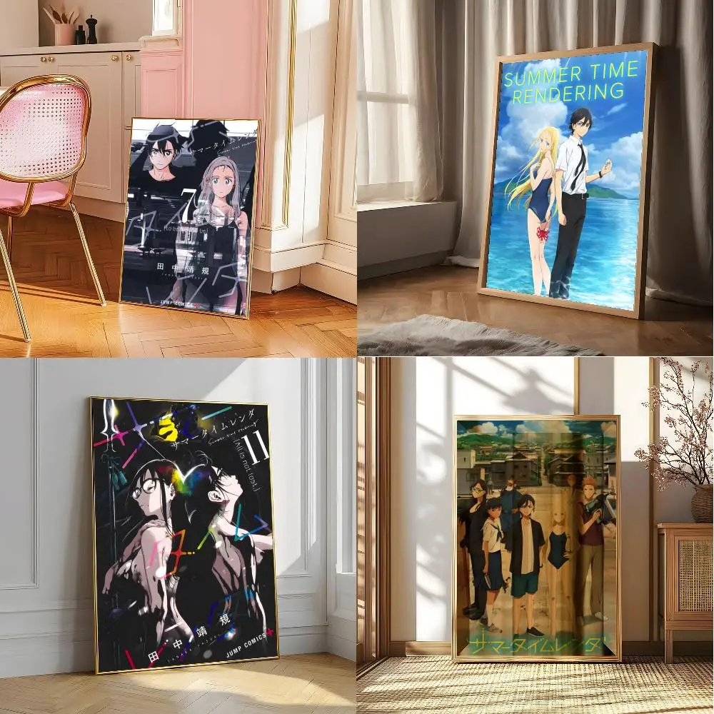 S-Summer Time R-rendering Anime Poster Posters Sticky Vintage Room Home Bar Cafe Decor Kawaii Room Decor