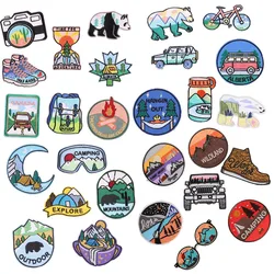 Outdoor Camping Series Patches For Clothing Iron-on Transfers For Jeans Applique Repair Hole Embroidery Patch DIY Swe Accesorios