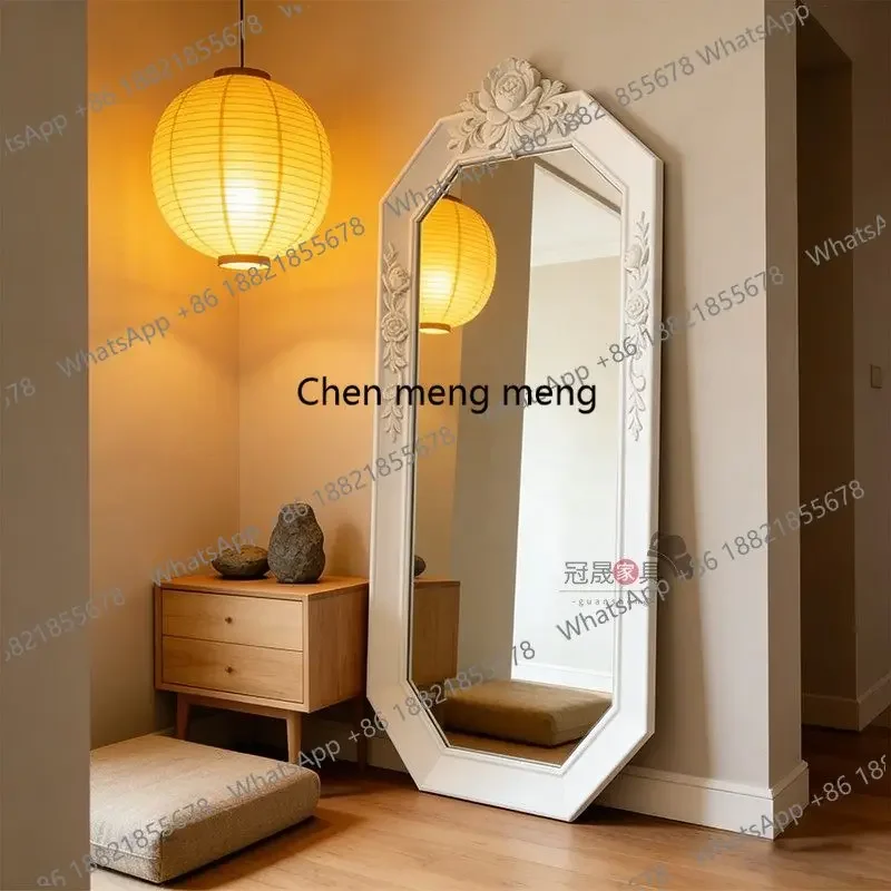 French retro floor-to-ceiling full-length mirror household bedroom special-shaped wall-mounted dressing mirror