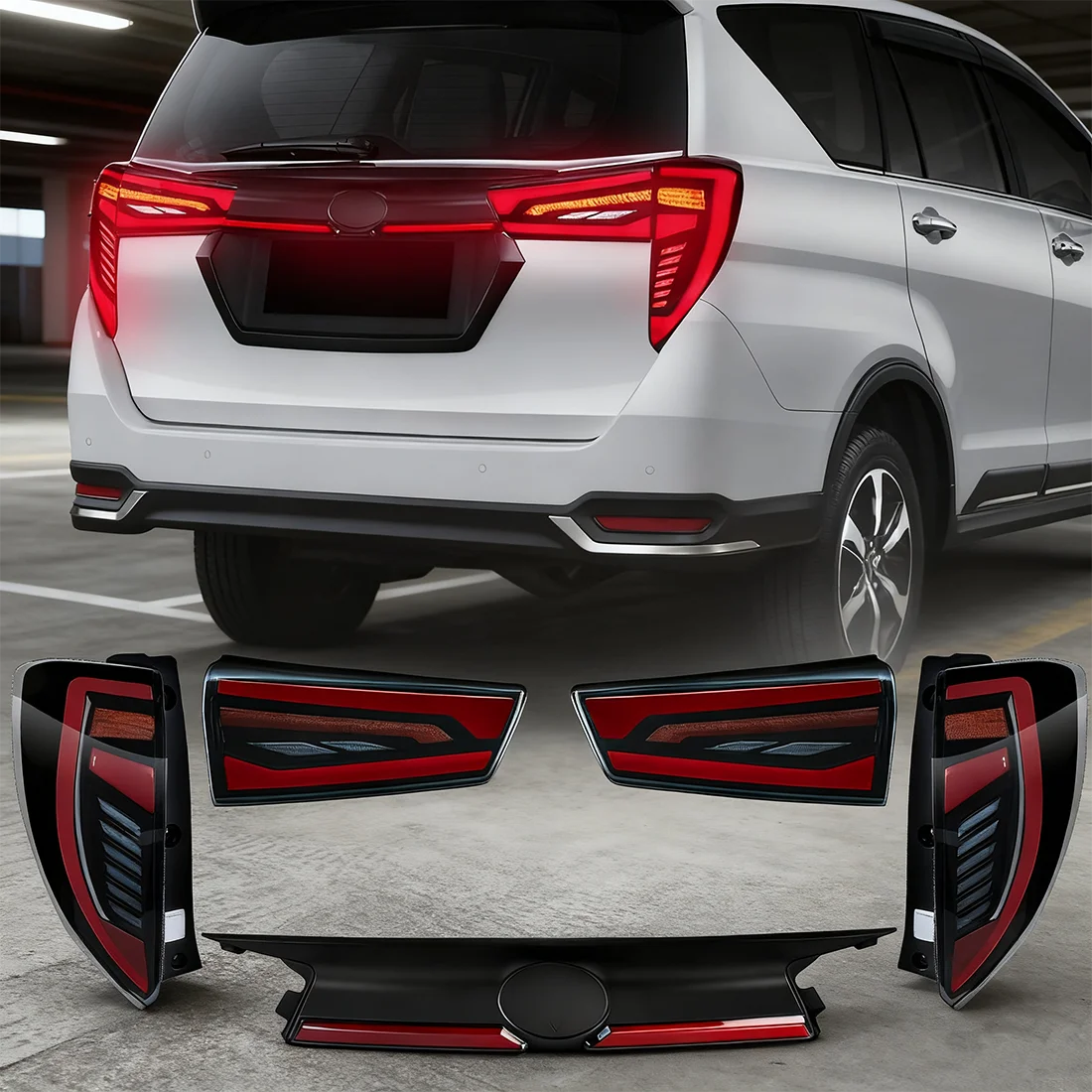 

1 комплект для Toyota Innova 2016-2018 2019 2020 2021 2022 светодиодный задний фонарь в сборе с динамическим указателем поворота, задний тормозной фонарь заднего хода