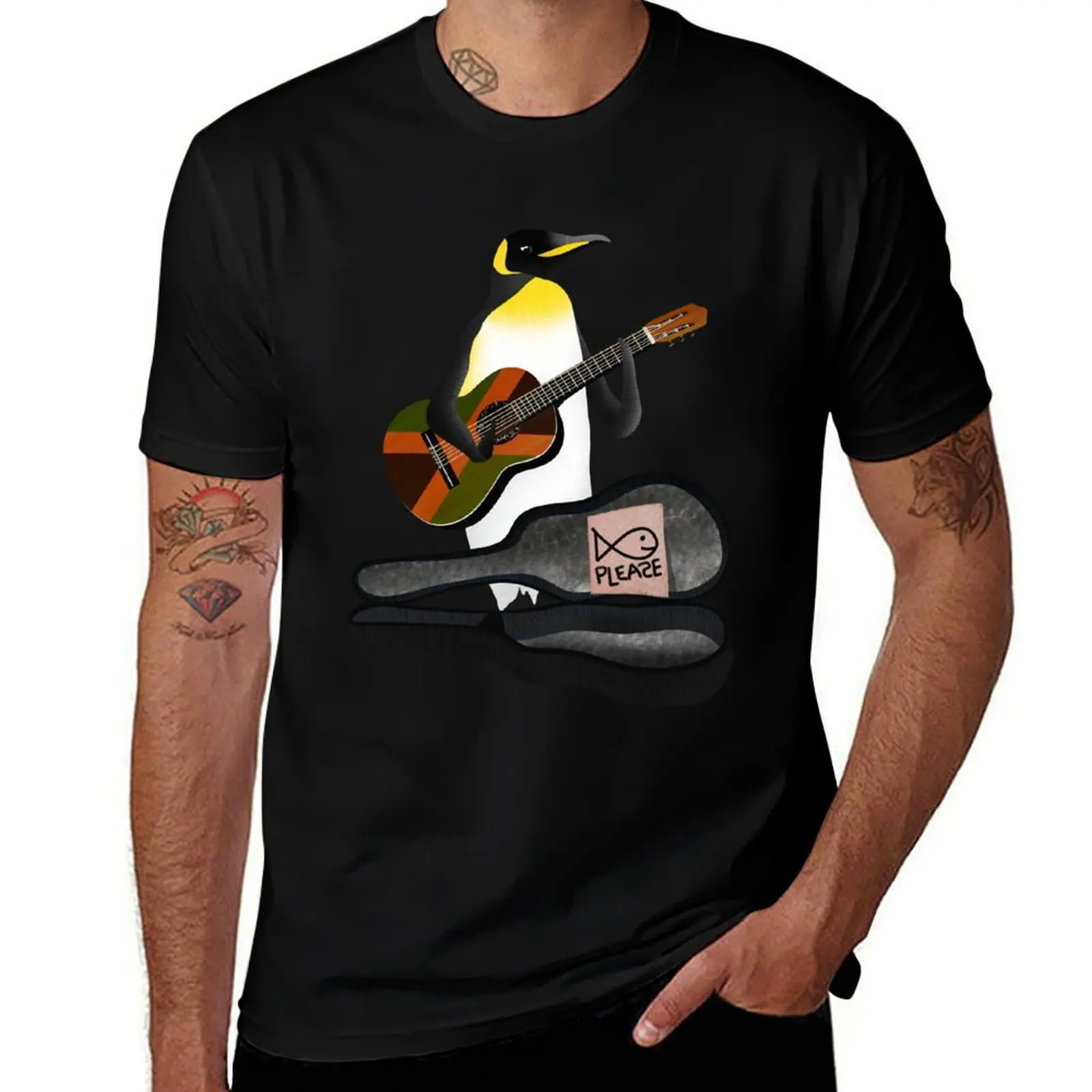 

Penguin Busking T-Shirt t shirts for man cotton soft t shirt men 100% cotton luxury brand man t shirt luxury T-shirt