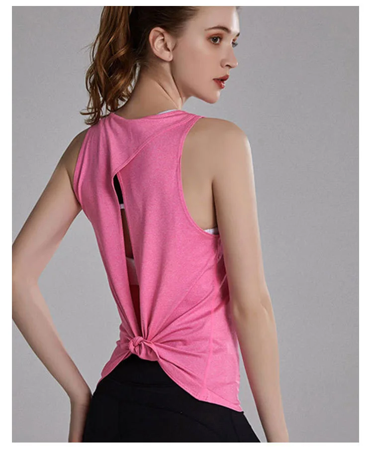 Sportweste für Damen, schnelltrocknender Laufanzug, ärmellose Yoga-Kleidung, schöner Rücken und Oberbekleidung, Bluse, locker und schmal geschnitten. – Detail 3