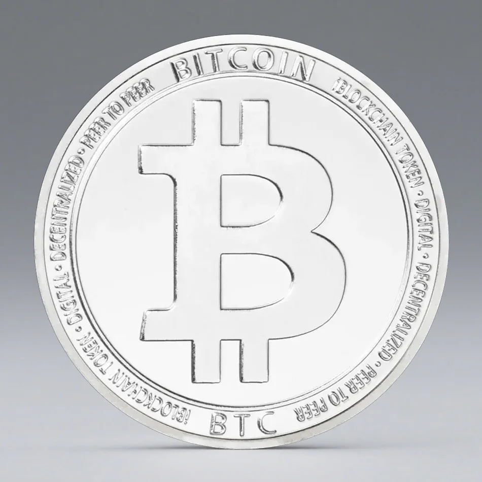 Bitcoin Silvery Plated Physical Collection Coin Crypto Currency Collection Art Souvenir Coin