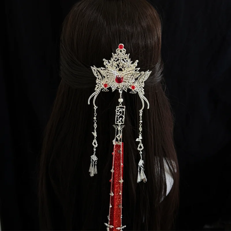 Heaven Officials Blessing Hua Cheng Cosplay Prop Blinder Huacheng Headwear Silver Butterfly Adult Ancient Tian Guan Ci Fu - view 6