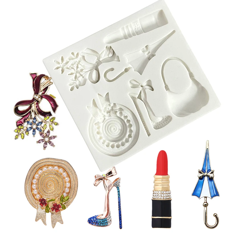 Lipstick High Heels Sun Hat Valentine's Day Silicone Sugarcraft Mold Cupcake Baking Mould Fondant Cake Decorating Tools