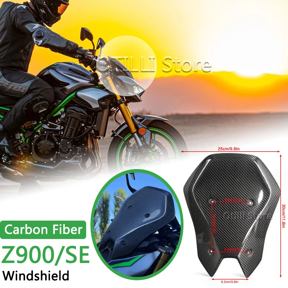 

Z900 2025 Motorcycle Accessories Carbon Fiber Windshield Windscreen Wind Shield Screen Deflector For Kawasaki z900 Z900 SE Z 900