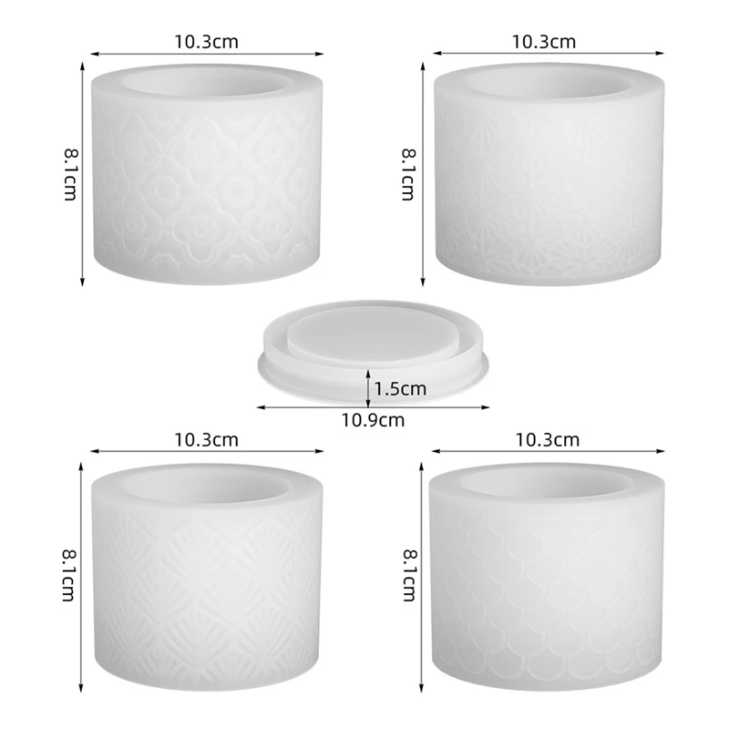 DIY Crystal Drip Rubber Round Fish Scale Leaf Patterned Cup Candle Storage Storage Jar Silicone Molds Easy To Use