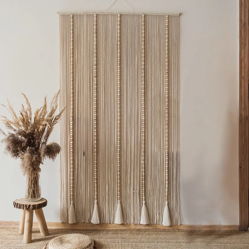 Bed and breakfast entrance Color hand-woven cotton rope door curtain, fringed curtain, art deco tapestry