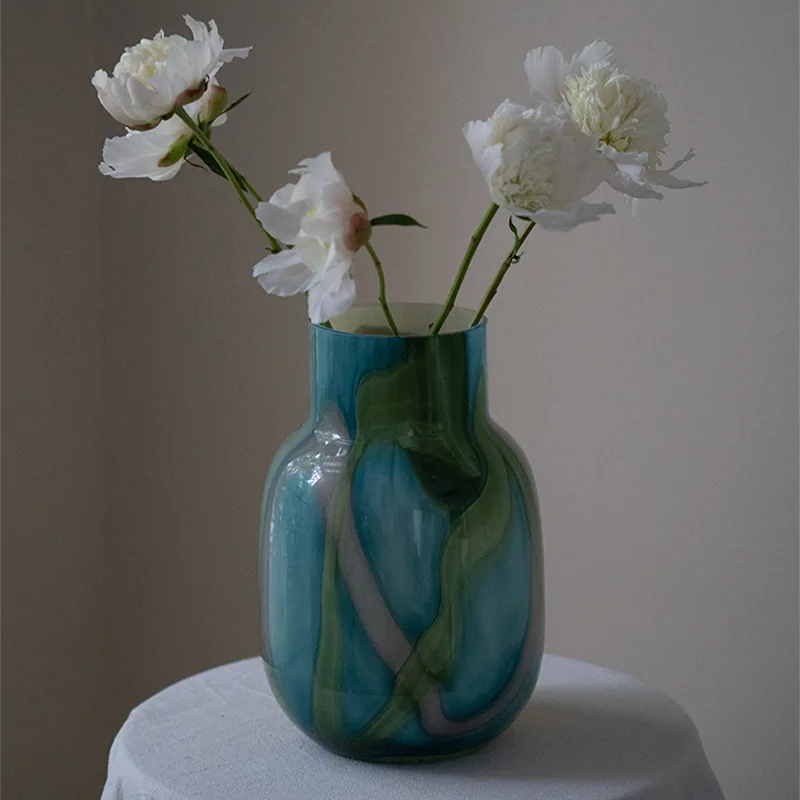 

Medieval handmade glazed vase, retro color smudging artistic home decoration flower ornament