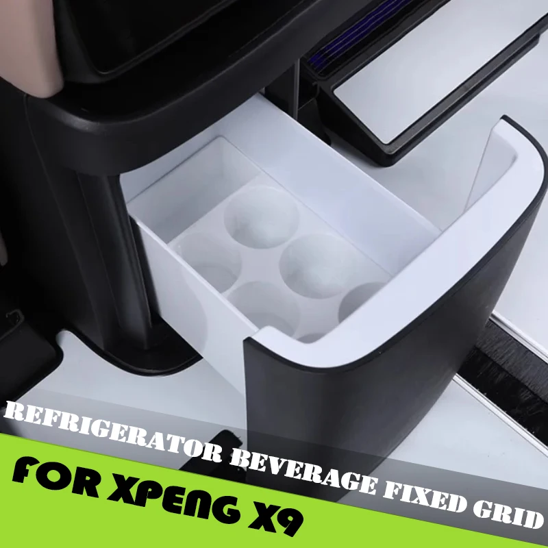 

Car Rear Refrigerator Beverage Fixed Grid Fit for Xpeng X9 2024 2025 Grade Non-slip Silicone Storage Box Interior Accessories
