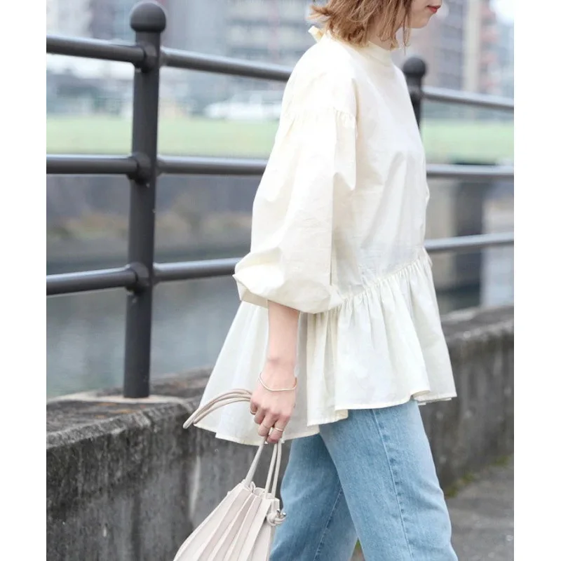 2026 Spring New Design Irregular Loose Shirt For Women, Sun Protection Top, Pure Cotton Women's Blouse