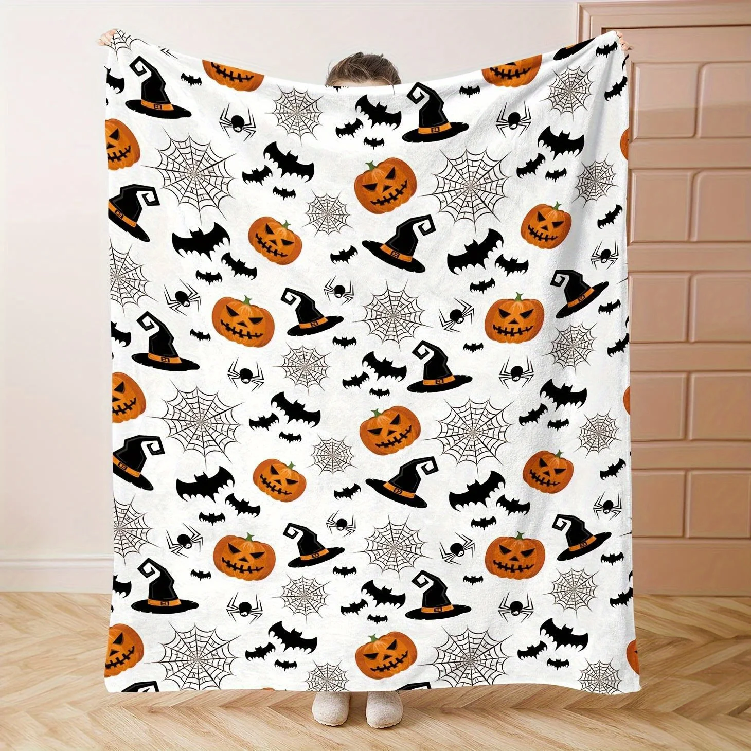 Cozy Halloween Flannel Blanket - Warm, Versatile, and Lightweight for Bed, Sofa,Office, and Camping -Perfect for Fall and Winter