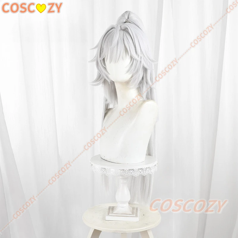 Erdos Helia Cosplay Pruik Honkai Impact 3rd Erdos Helia 75 cm Lange Zilver Witte Paardenstaart Pruik Hittebestendige Synthetisch Haar