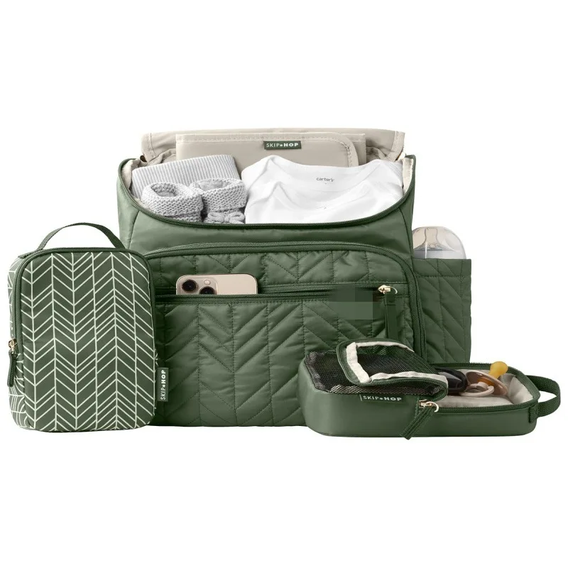 กระเป๋าใส่ผ้าอ้อม ขวดนมแม่ กระเป๋าพับได้ ปากกระเป๋าขนาดใหญ่ ความจุเยอะ กระเป๋าเก็บของแม่และลูก แยกของแห้งและของเปียก