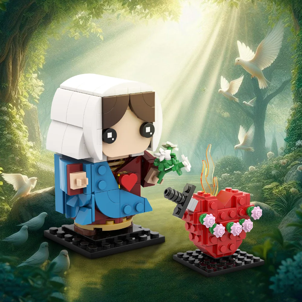 Gobricks MOC Jungfrau Maria Brickheadz Bausteine Modell Christentum Jesus Mutter Figur Ziegel Spielzeug Kinder Pädagogische Geschenke