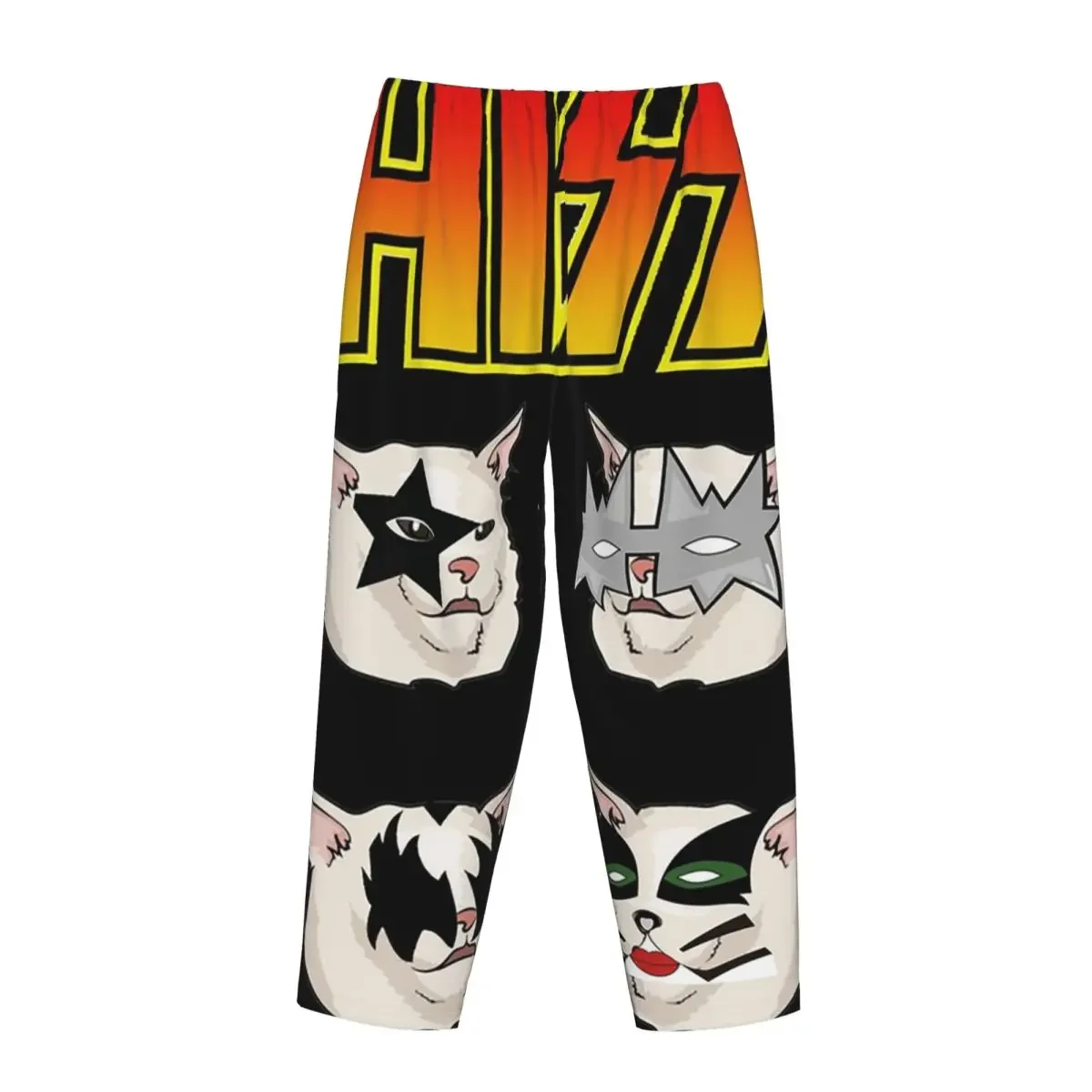 Custom Rock Roll Band Kiss Cat Women Pajama Pants Lounge Sleep Sleepwear Bottoms with Pockets