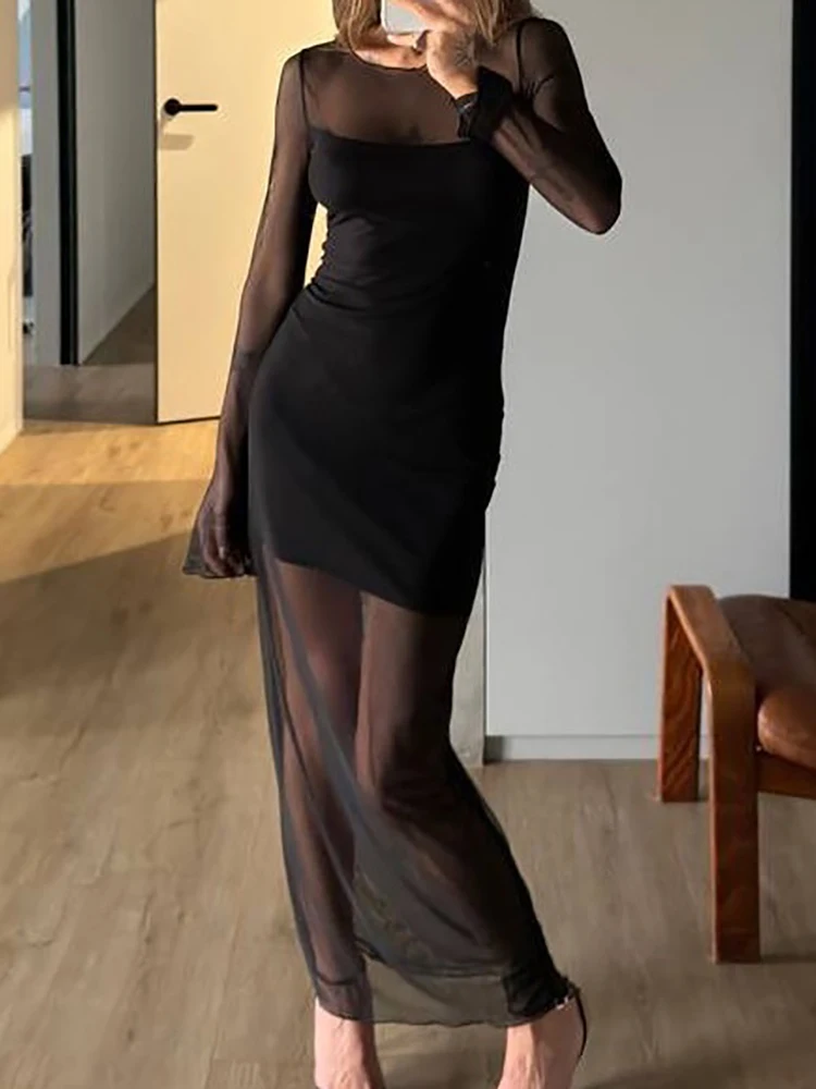 

Женское повседневное платье макси с круглым вырезом, женское шикарное платье для вечеринок весна-лето, однотонное платье-сарафан 2026 года в стиле пэчворк, облегающее женское платье-платье-рубашка