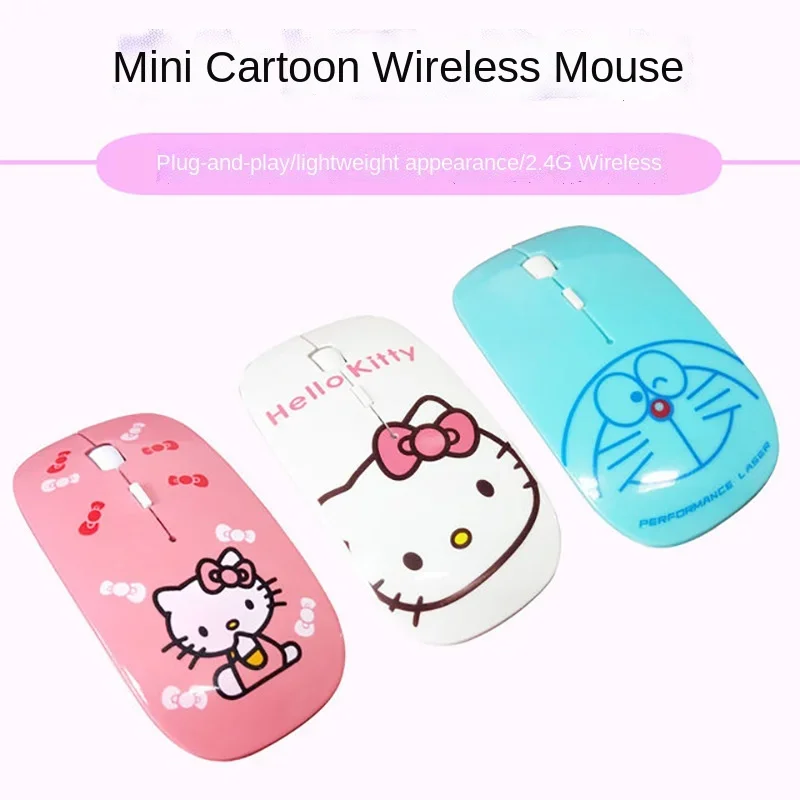 Sanrio Hello Kitty Wireless Mouse Bluetooth Mouse Ultra-thin Silent Gaming Mouse Cute USB 2.4G Mice for IPad Computer Laptop PC