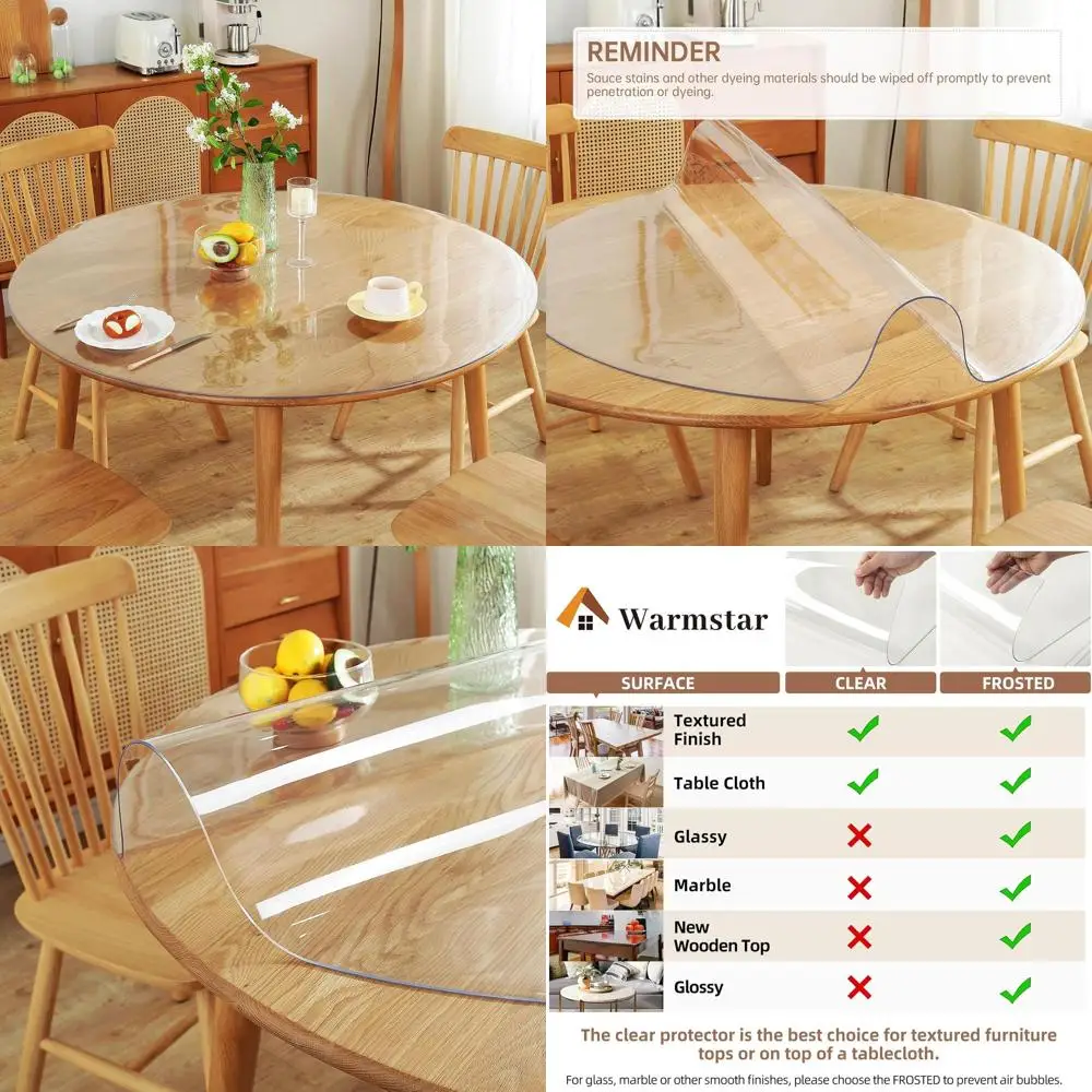 

Прозрачный пластиковый защитный чехол для стола диаметром 18 дюймов и 2 мм, коврик для стола для обеденных и письменных столов