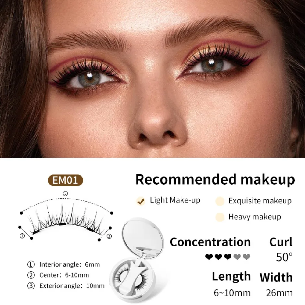 Magnetic Magnetic Eyelashes Kit Natural Look Faux Mink Magnetic Lashes Kit Reusable No Glue False Eyelashes with Magnets