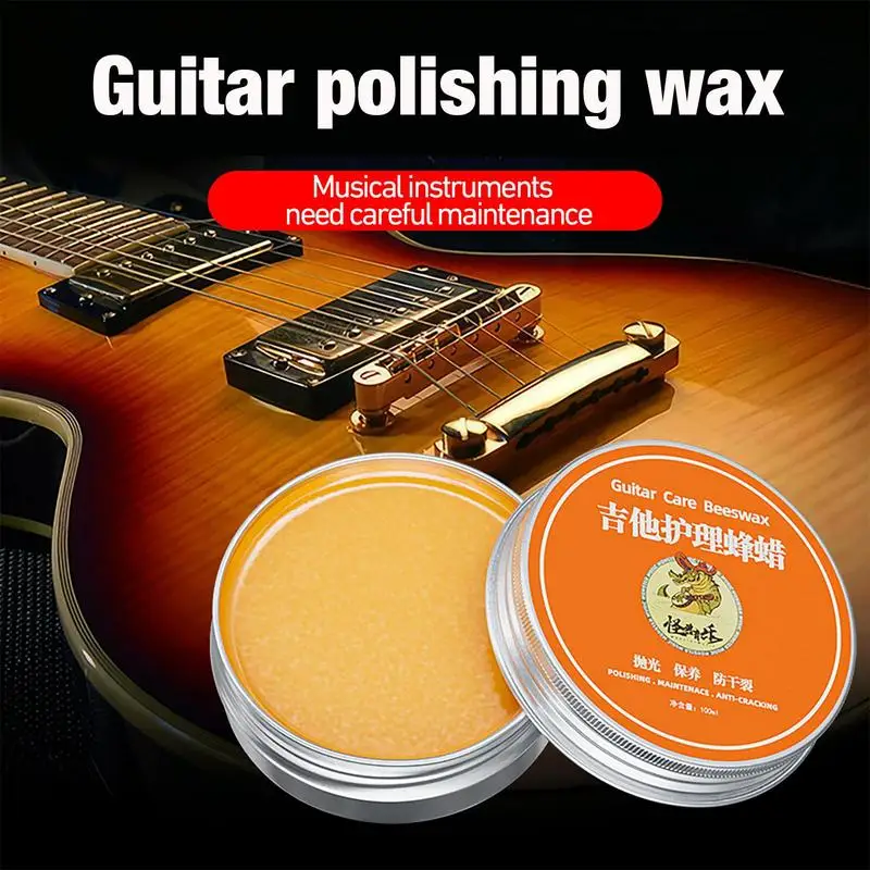 100ml Guitar Wax Waterproof Natural Beeswax Wooden Instruments Guitar Cleaner and Polish Fingerboard Oil for Guitar Violins