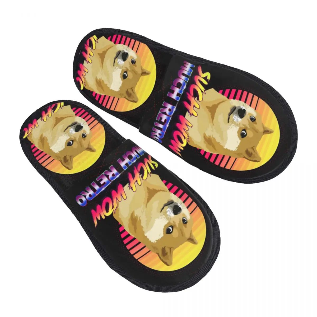 

Custom Such Wow Much Retro Cheems Doge Guest Slippers for Spa Women Shiba Inu House Slipper