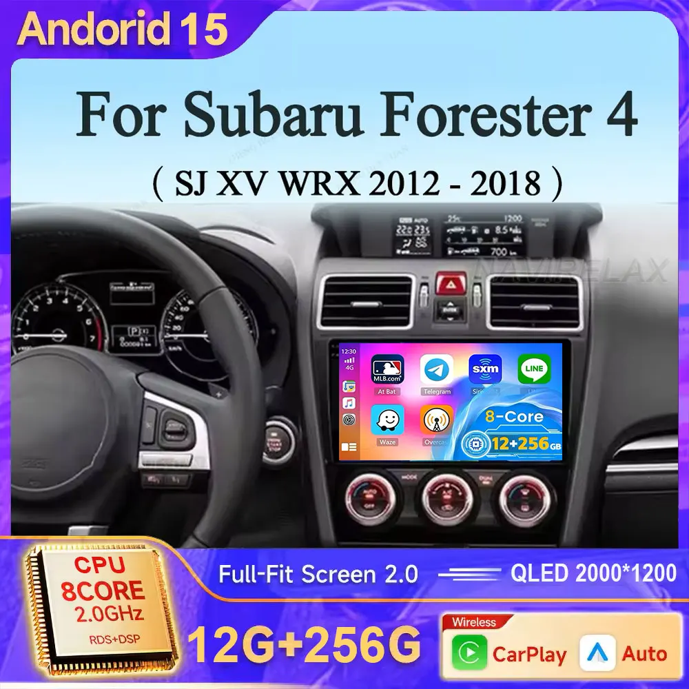 أندرويد 15 لسوبارو فورستر 4 SJ XV WRX 2012- 2015 2018 راديو السيارة مشغل وسائط متعددة Autoradio 2din وحدة رأس ستيريو Carplay