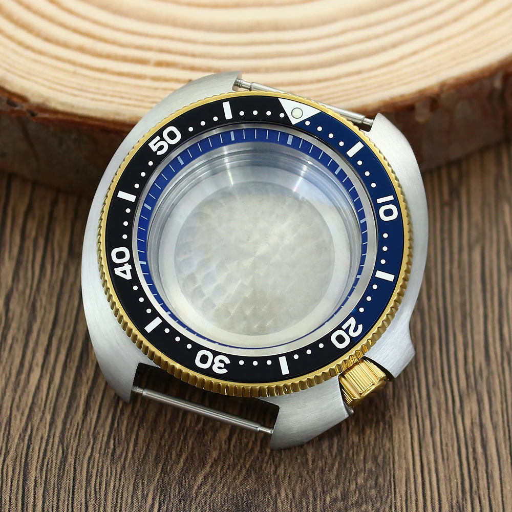

44mm Luxury Diving Case Sapphire Glass For Mod SKX 6309 6105 Turtle NH35 NH36 NH38 4R36 Movement Watch Case 28.5mmDial 4.1 Crown