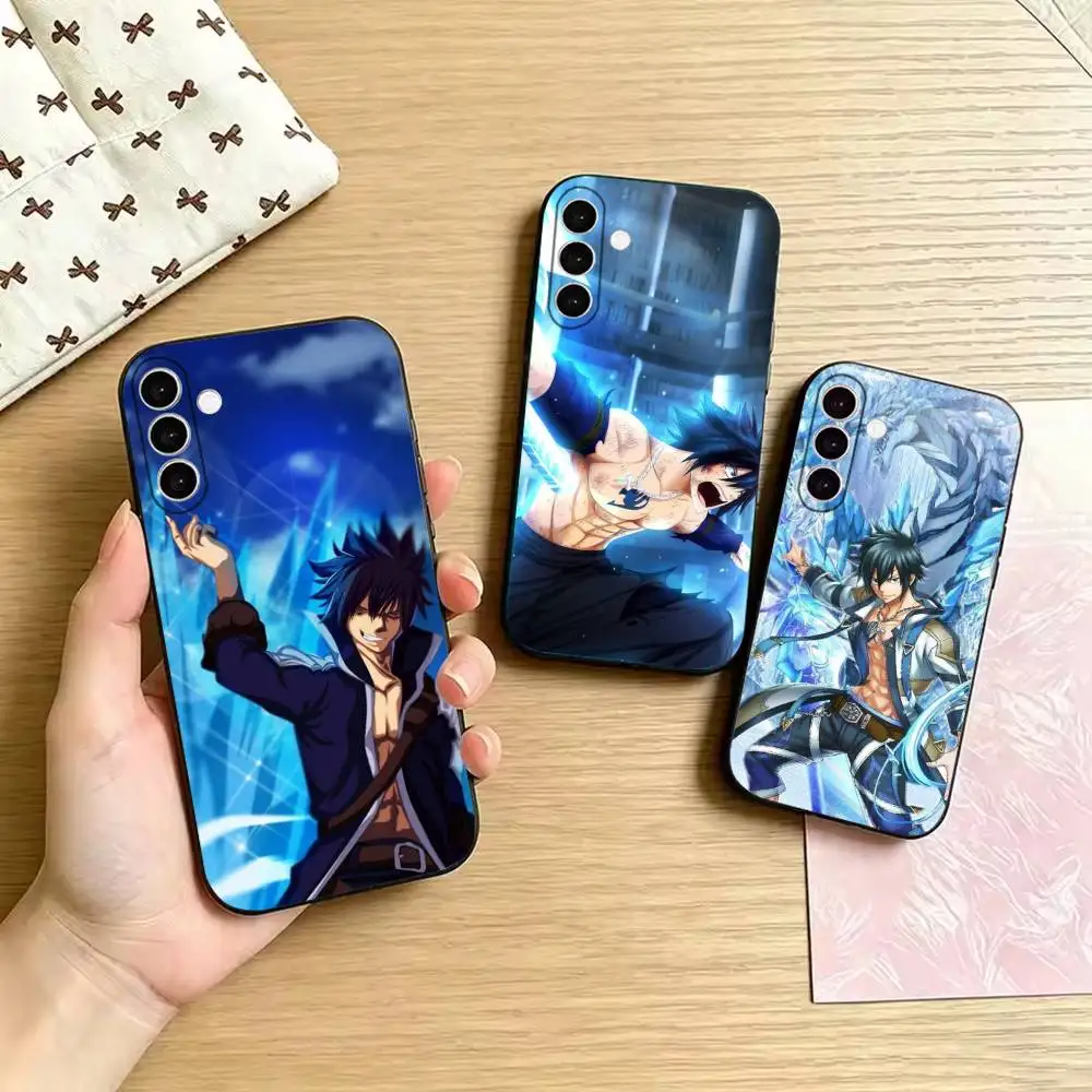 Blue Ice Anime Boy Shockproof Black Case, Compatible with Samsung Galaxy A02S,A12-A52,A21S,A31,A41,A51,A71-A73,A30S