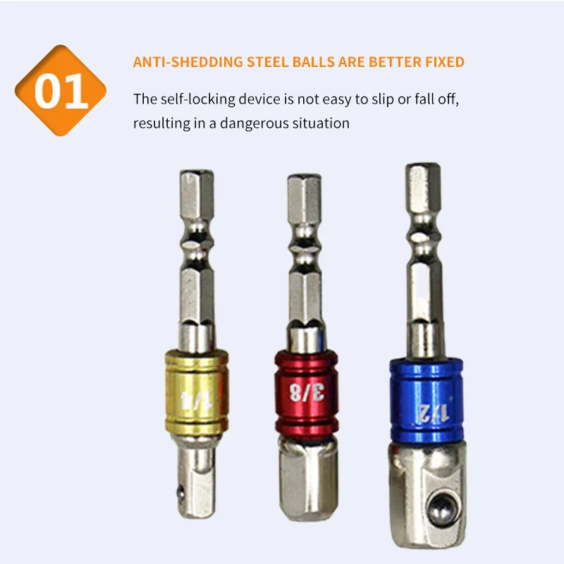 HILIXUN 3/8 Air Batch Electric Sleeve Connecting Conversion Rod Hexagonal Handle Rotating Square Head Sleeve Connecting Rod