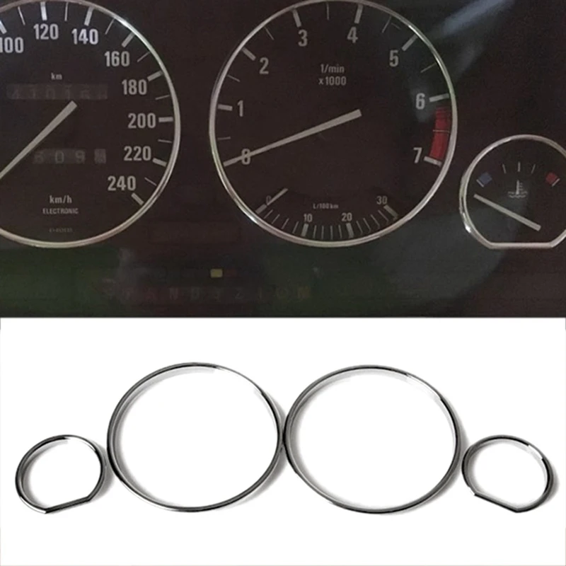 Car Speedometer Cover Bezel Trim Dashboard Gauge Ring Set For BMW E32 / E34 Models Parts Accessories 4PCS