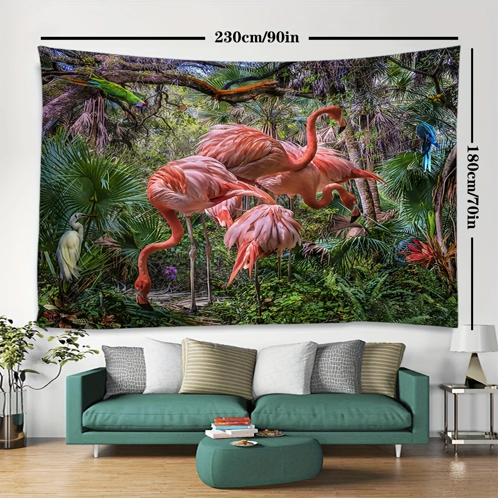 Boho Tropical Flamingo Jungle Tapestry Wall Hanging Large Size Oversized Nature Paradise Print Decor for Living Room Bedroom Hal