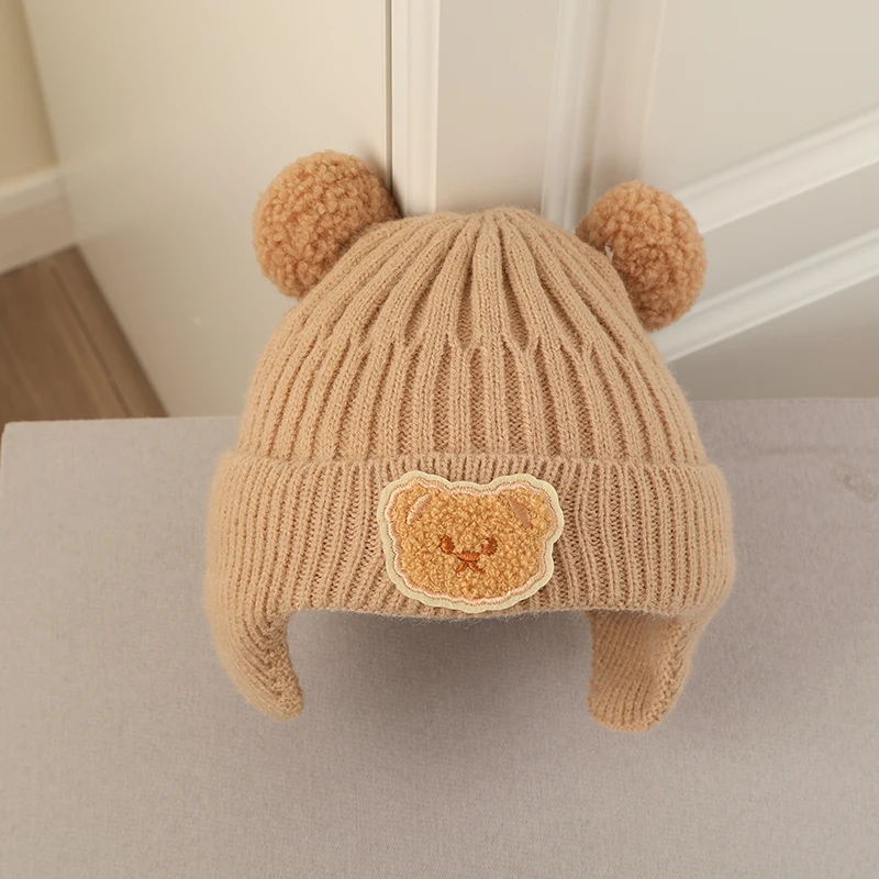 Conjunto de gorro y guantes de oso para bebé, gorro de punto con orejeras, accesorios para bebé de 1 a 3 años